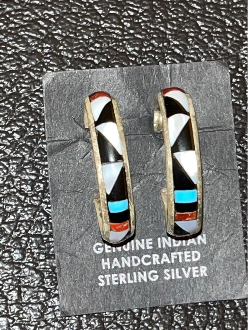 Zuni handmade sterling silver turquoise earrings